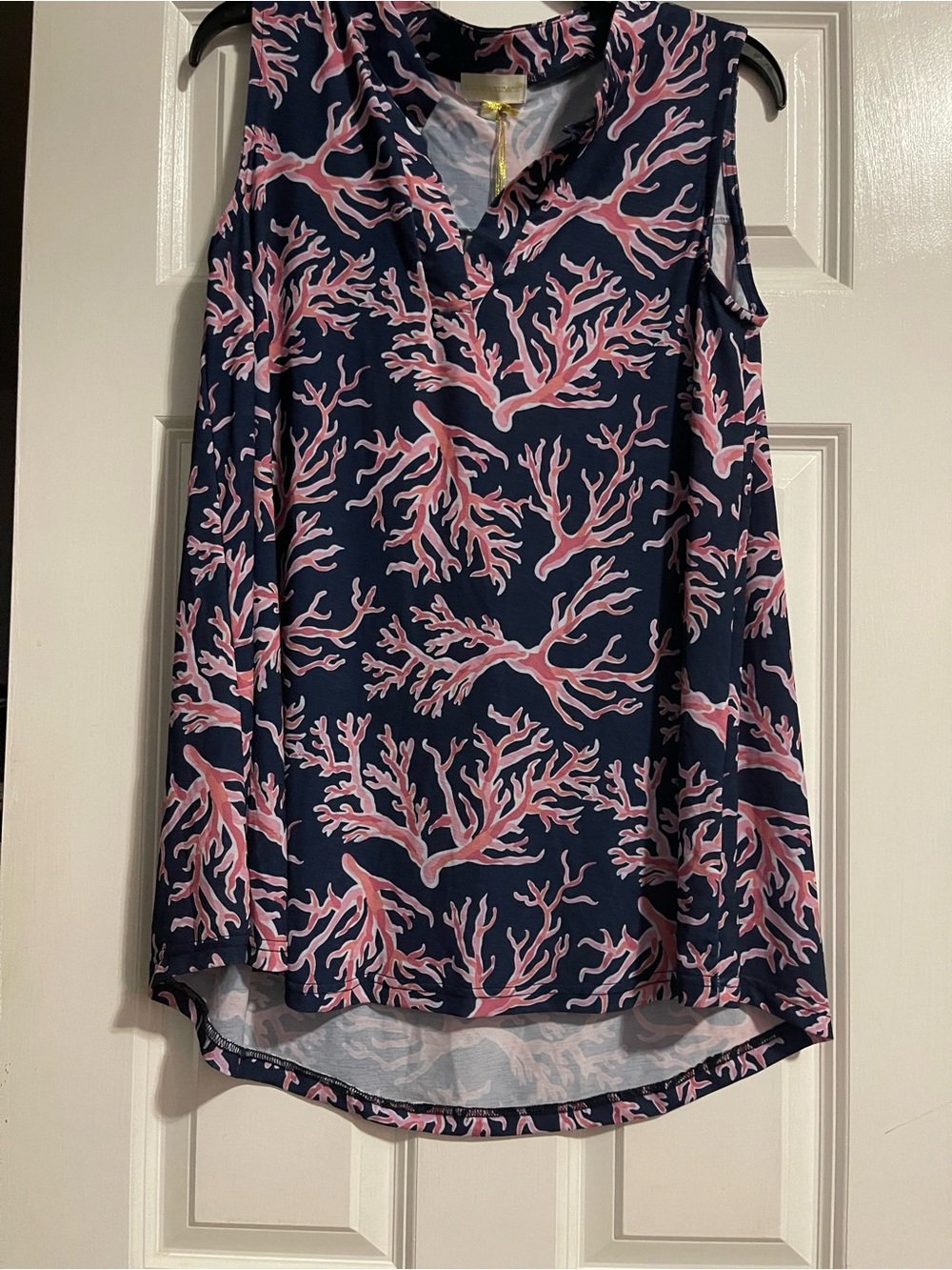 Simply Southern Navy Tank with Pink Coral Motif